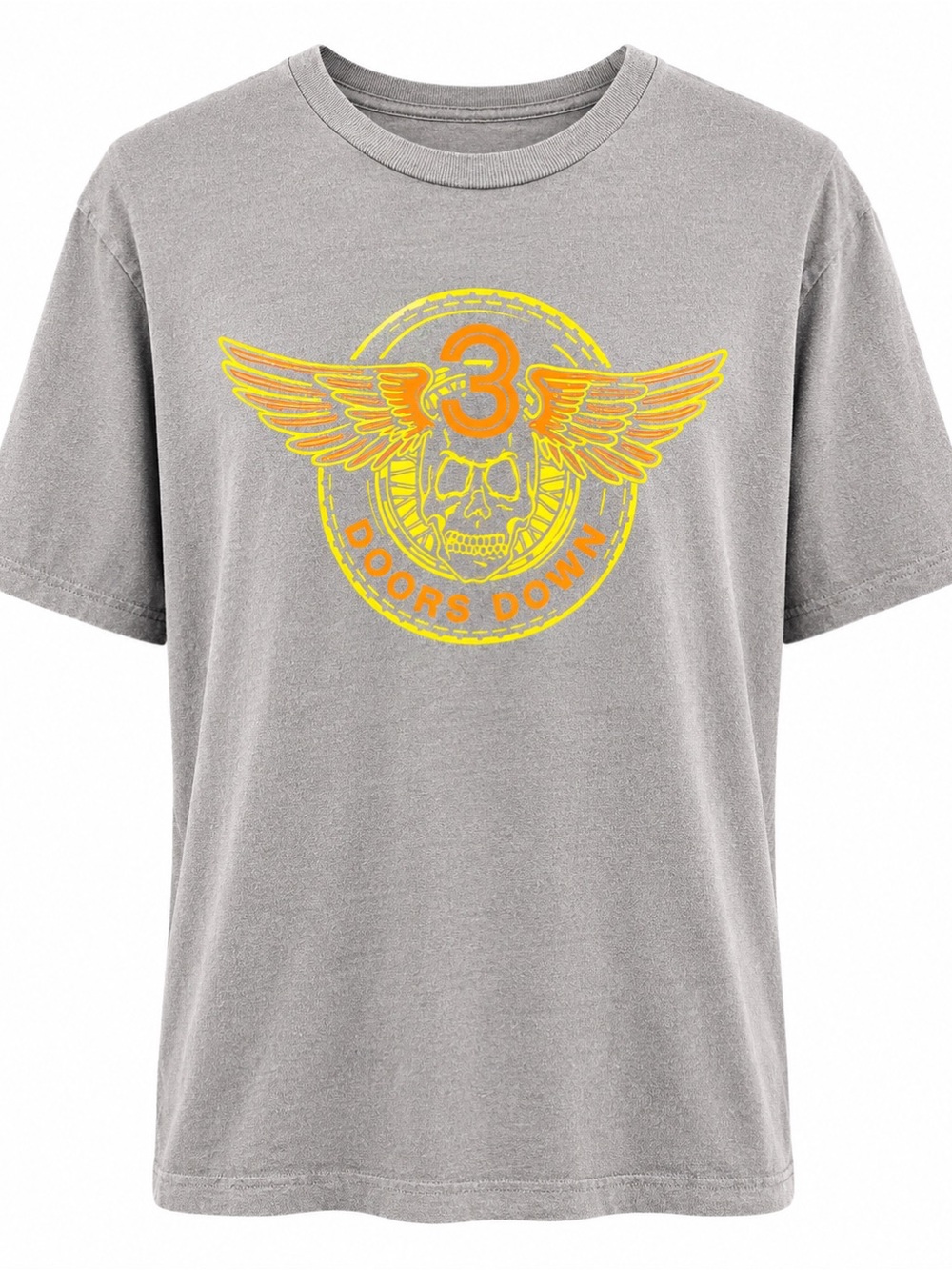 3 Doors Down Men's Gray Graphic Band T-Shirt Short Sleeve Crew Neck Size XL